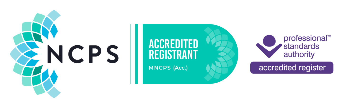 NCPS Accredited Registrant logo National Counselling and Psychotherapy Society Accredited Registrant